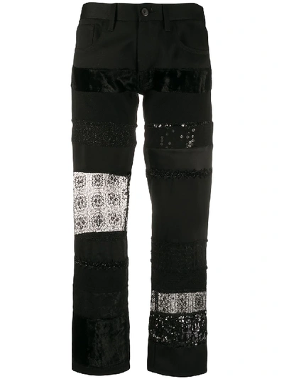 Pre-owned Junya Watanabe 补丁设计露踝裤 In Black
