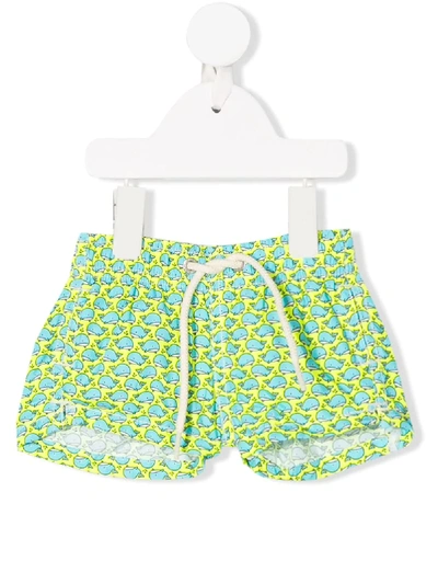 Mc2 Saint Barth Babies' Whale Cartoon Swim Shorts In Green