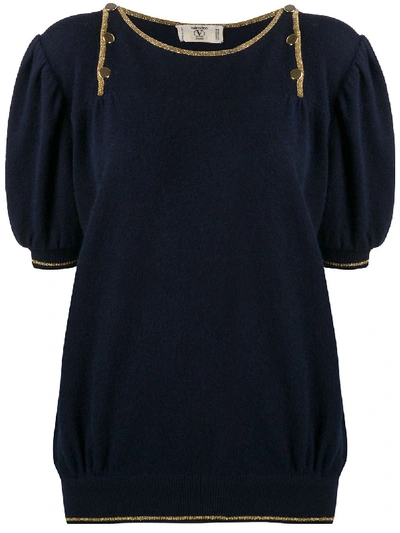 Pre-owned Valentino 1970s Knitted Top In Blue