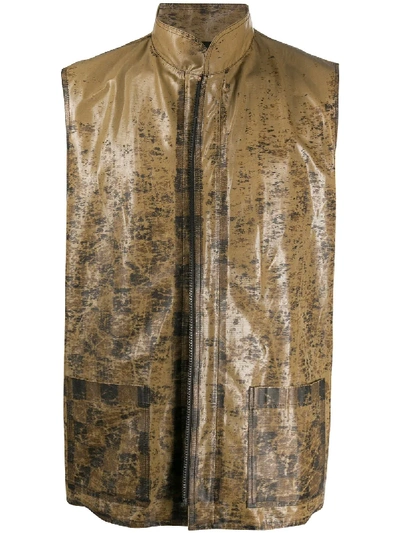 Pre-owned Fendi 1990s Creased Print Zipped Vest In Brown