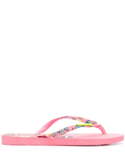 Havaianas 蝴蝶印花人字拖 In Pink