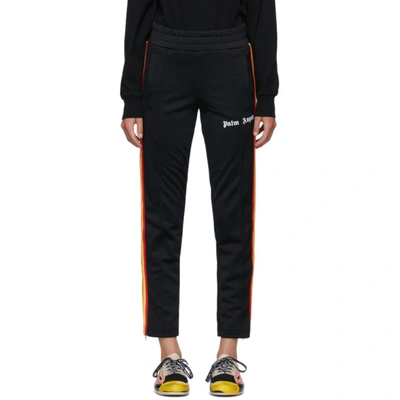 Palm Angels Black Rainbow Classic Track Trousers In Black/multi