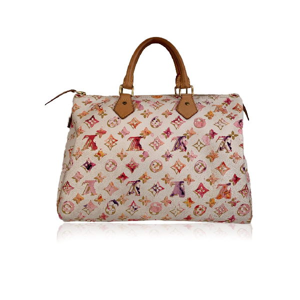 Pre-Owned Louis Vuitton Limited Edition Richard Prince Watercolor Speedy 35 Bag In Neutrals ...