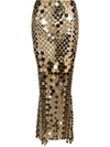 PACO RABANNE SEQUINED LIGHT GOLD MAXI SKIRT,DED53141-A07B-7125-16E2-7378A0ED1873