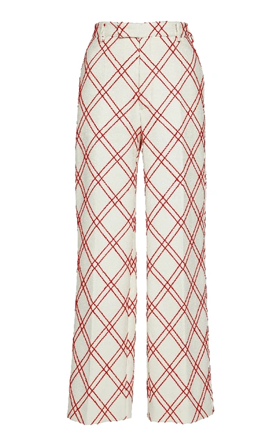 Giambattista Valli Printed Crepe High-rise Straight-leg Pants In White