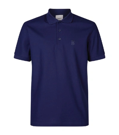 Burberry Monogram Motif Cotton Piqué Polo Shirt In Indigo