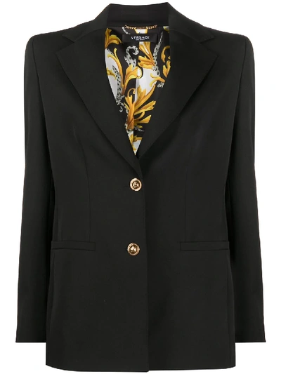 Versace Notched-lapel Single-breasted Blazer In Black