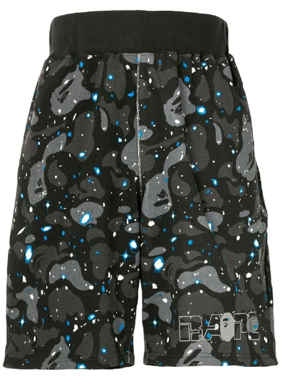 Bape Space Camo Track Shorts In Grey