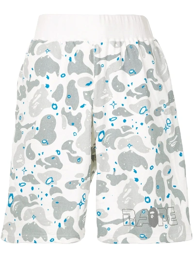 Bape Space Camo Printed Shorts In White