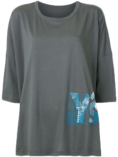 Y's Oversize Logo Print T-shirt In Grey