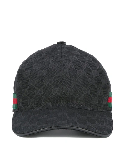 Gucci Baseball Cap Gg Web In Black