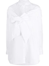 Simone Rocha Bow Detail Poplin Button-up Shirt In White