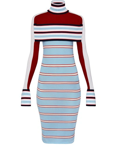 Louis Vuitton Striped Turtle Neck Knit Dress With Band In Multi