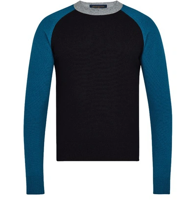 Louis Vuitton Colour Block Logo Crew Neck In Bleu