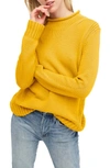 Jcrew 1988 Roll Neck Cotton Sweater In Warm Mustard