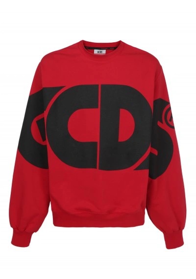 Gcds Oversized Logo Print Sweatshirt In Red,black