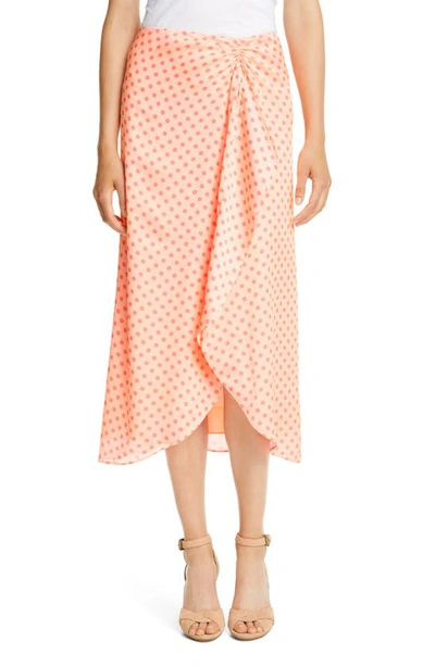 Ted Baker Tiara Dot Ruched Drape Ruffle Skirt In Coral