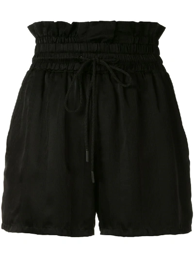 Rta Silk Drawstring-waist Striped Shorts In Black