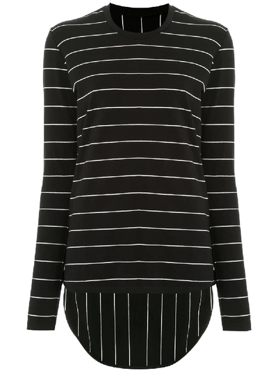 Taylor Striped Long-line T-shirt In Black