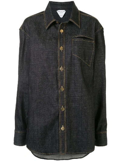 Bottega Veneta Denim Buttoned Overshirt In Blue