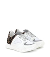 FENDI LEATHER-TRIMMED MESH SNEAKERS,P00492427