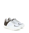 FENDI LEATHER-TRIMMED MESH trainers,P00492428