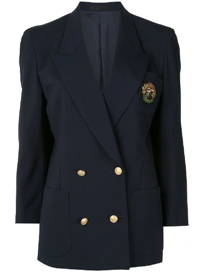 Pre-owned Burberry Coat Of Arms Double-breasted Blazer In Blue