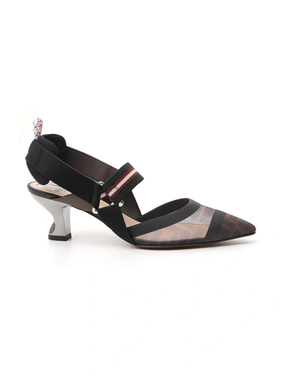 Fendi Colibri Runway Mesh Ff Slingback Pumps In Brown