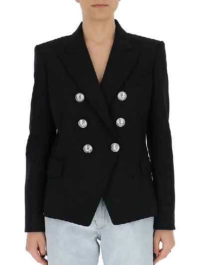 Balmain Double-breasted Blazer In Black