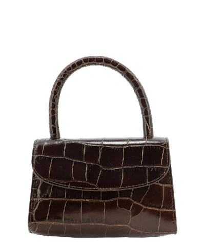 By Far Mini Crocodile-effect Leather Bag In Brown