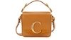 Chloé C Mini Shiny Leather Shoulder Bag In Brown