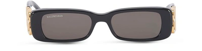 Balenciaga Dynasty Logo Thin Sunglasses In Black