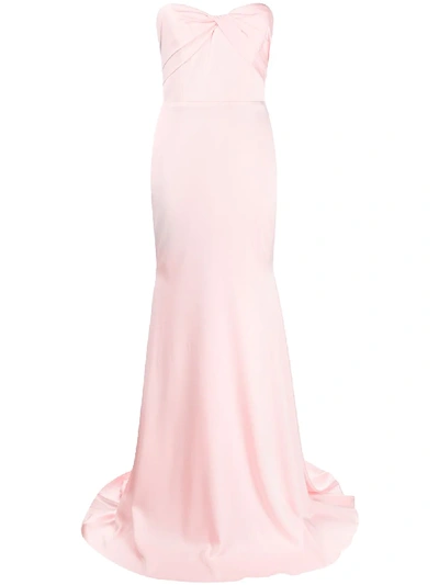 Alex Perry Satin Wrap Bodice Gown In Pink