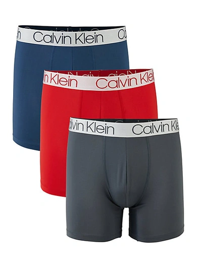 Calvin Klein 3-pack Boxer Briefs In Light Blue Multi