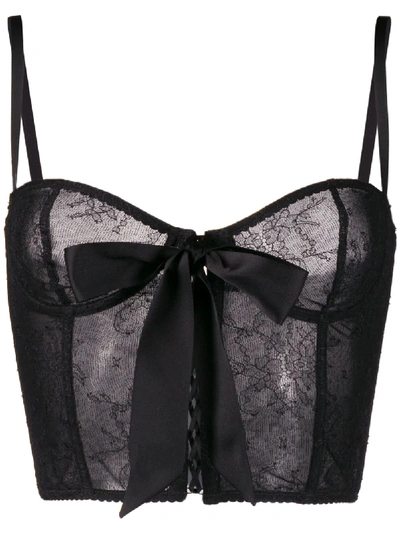 Alessandra Rich Lace Bustier Corset Top In Black