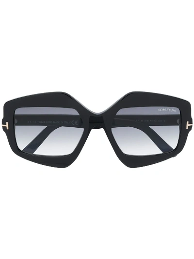 Tom Ford Oversized Geometric Frame Sunglasses In Black