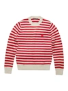 ACNE STUDIOS STRIPED WOOL SWEATER, RED AND WHITE,C60021