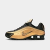 Nike Men's Shox R4 Running Sneakers From Finish Line In Metallic Gold/black