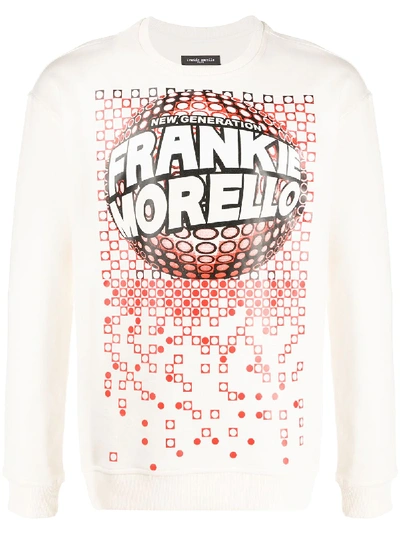 Frankie Morello Long Sleeve Printed Logo Jumper In White