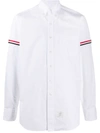 Thom Browne Cotton Shirt With Chest Pocket And Cuffed Sleeves In White