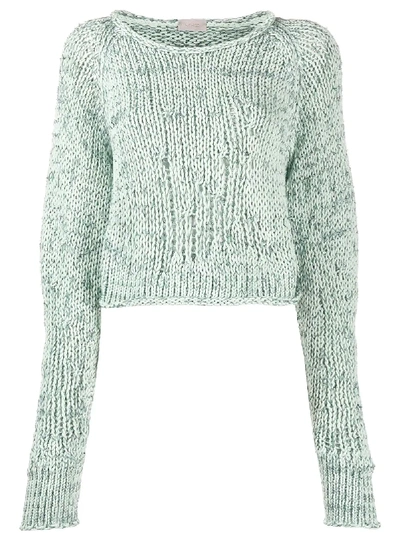 Mrz Cropped Extra-long Sleeve Jumper In Green