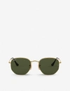 Ray Ban Rb3548n Metal Crystal Hexagonal-frame Sunglasses In Gold