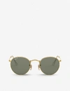 Ray Ban Rb3447 Metal Crystal Round-frame Sunglasses In Gold