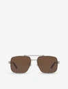 Gucci Gg0529s Metal And Acetate Aviator Sunglasses In Silver
