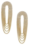 Ettika Crystal Drape Fringe Earrings In Grey