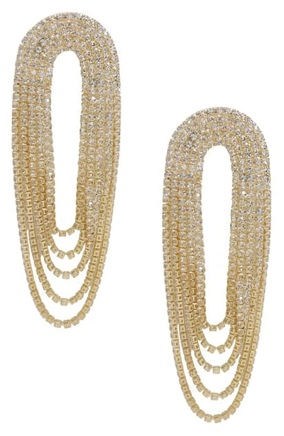 Ettika Crystal Drape Fringe Earrings In Gold