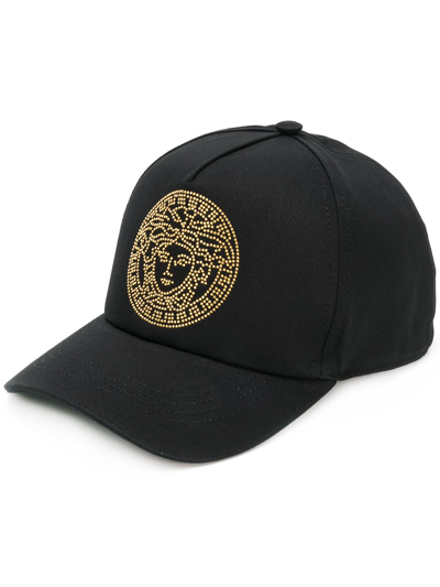 Versace Medusa Stud-embellished Cap In Black