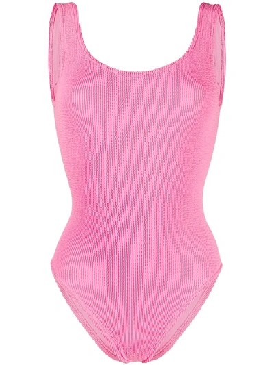 Mc2 Saint Barth Wrinkle Smocked Point Swimsuit In Pink