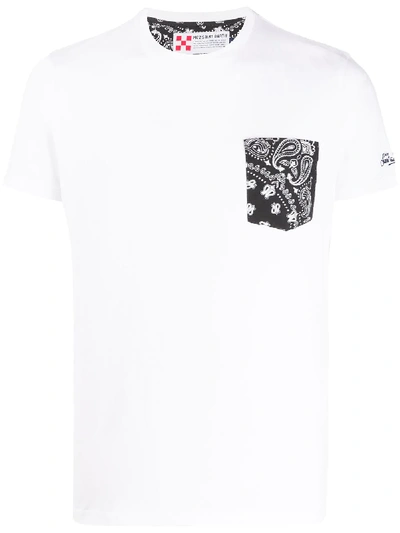 Mc2 Saint Barth Paisley Print Patch Pocket T-shirt In White