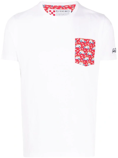 Mc2 Saint Barth Money Car Patch Pocket T-shirt In White